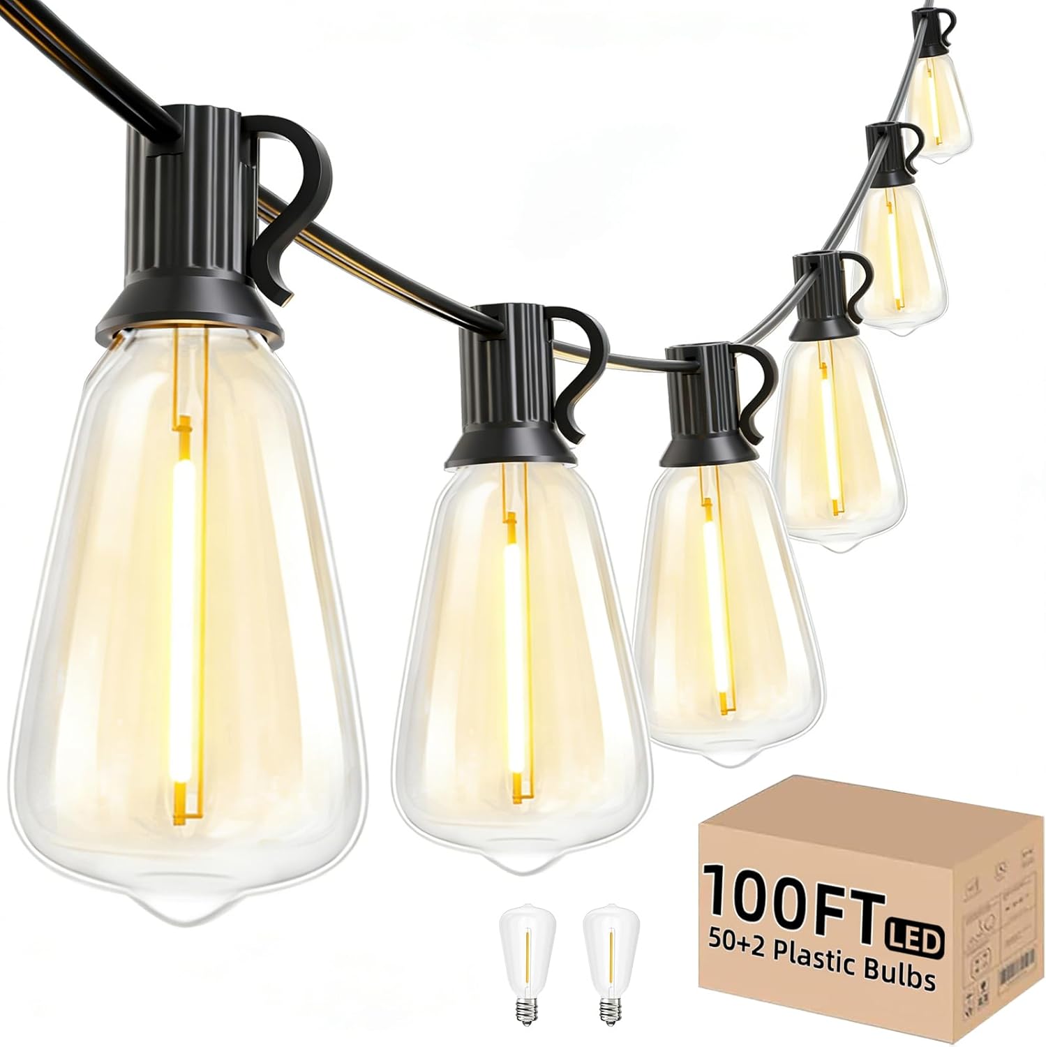 Svater Outdoor String Lights ST38 Patio String Lights with Waterproof Shatterproof LED Bulbs