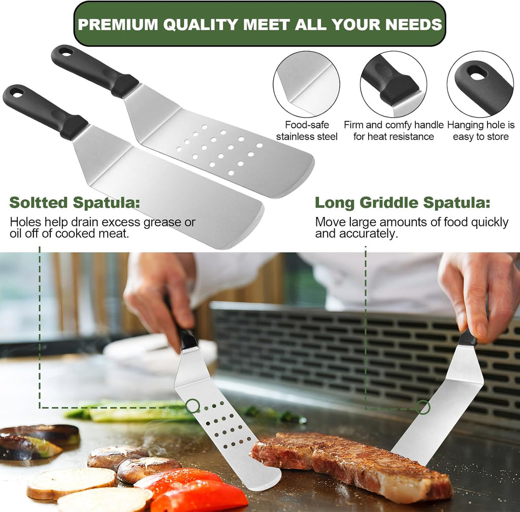 EWFEN 35PCS Griddle Accessories Kit - Flat Top Grill Accessories Set with Spatulas, Basting Cover & Scraper