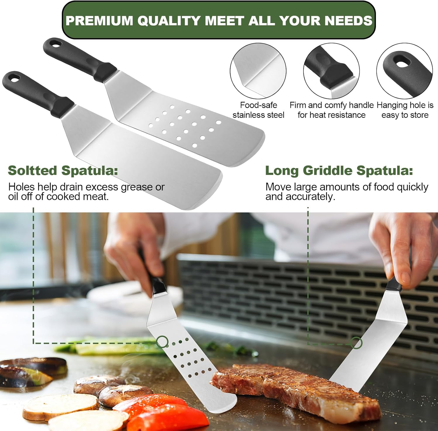 EWFEN 35PCS Griddle Accessories Kit - Flat Top Grill Accessories Set with Spatulas, Basting Cover & Scraper