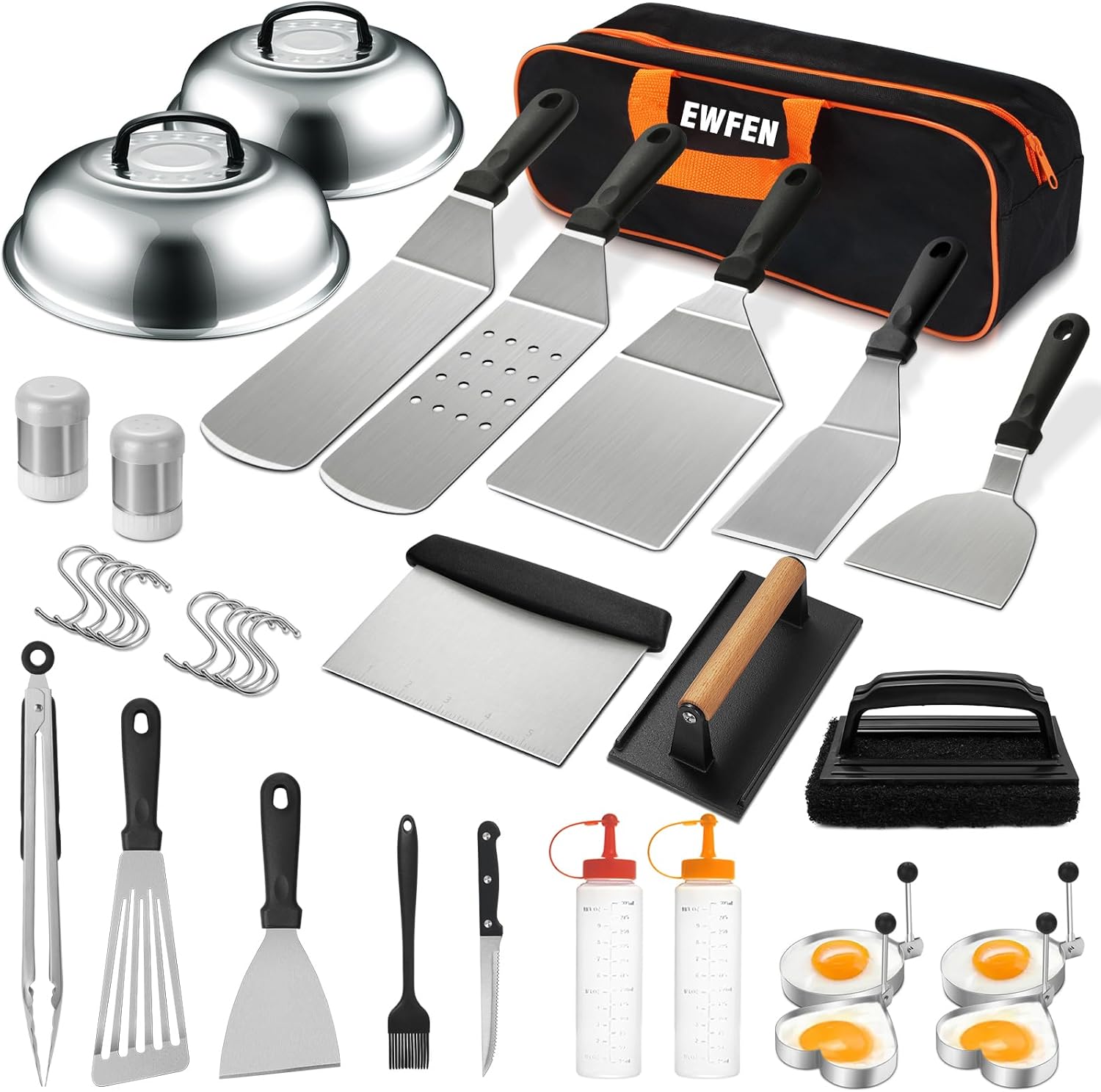 EWFEN 35PCS Griddle Accessories Kit - Flat Top Grill Accessories Set with Spatulas, Basting Cover & Scraper