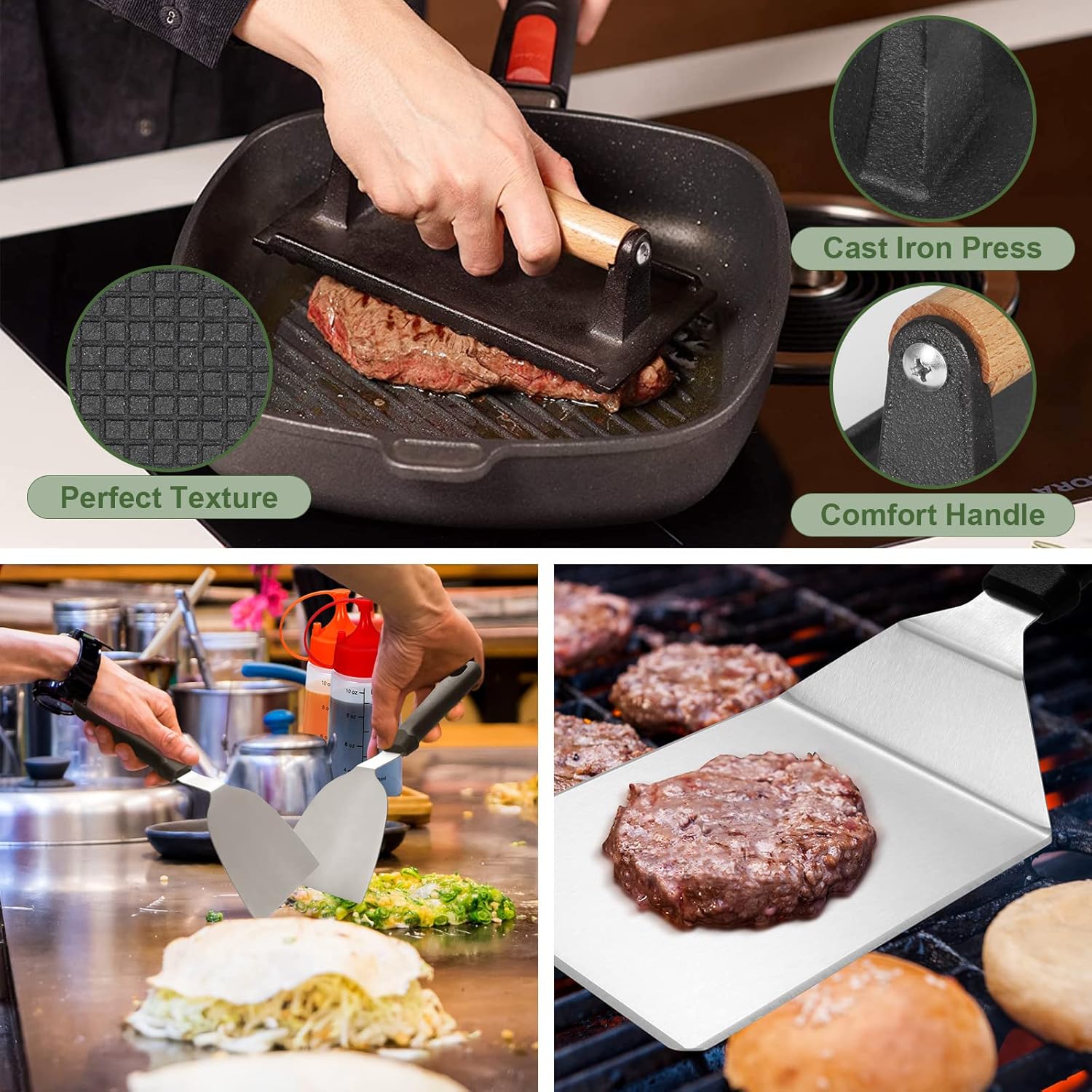 EWFEN 35PCS Griddle Accessories Kit - Flat Top Grill Accessories Set with Spatulas, Basting Cover & Scraper