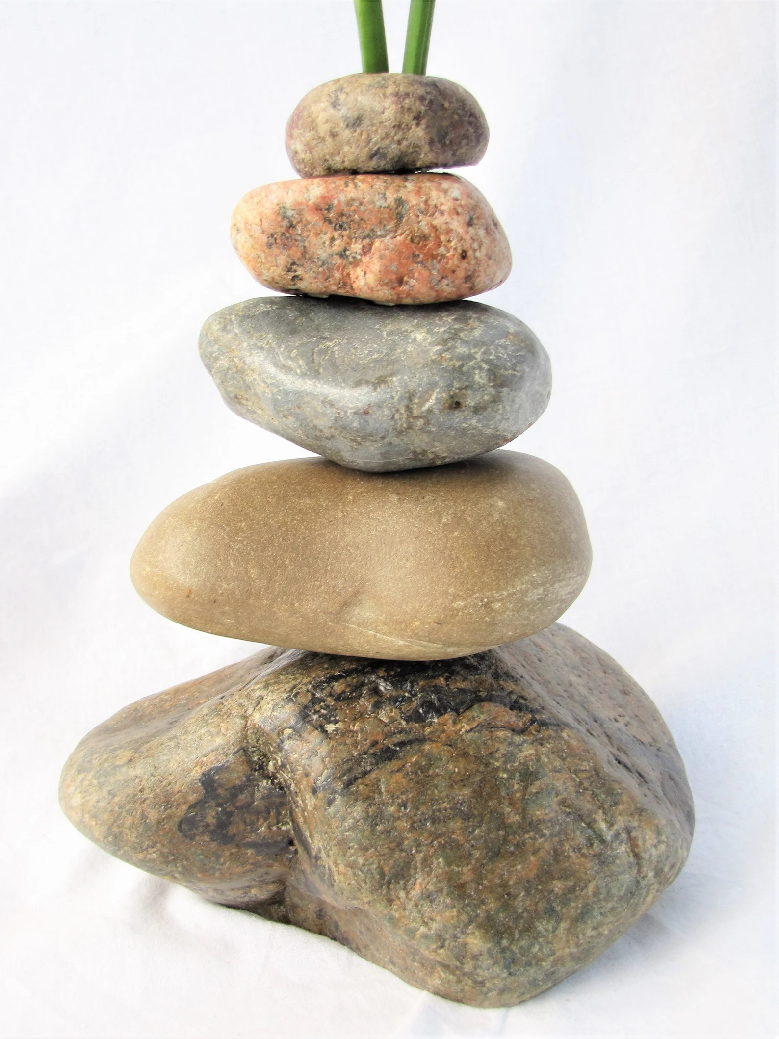 Stacked River Rock Bud Vase - Cairn Stone Flower Vase